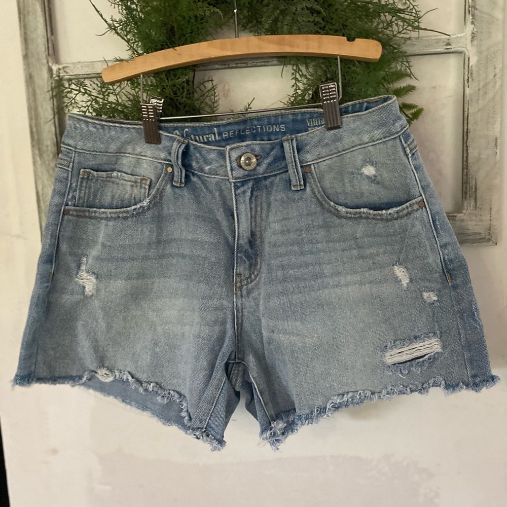 Natural Reflections Light Blue Distressed Jean Shorts
